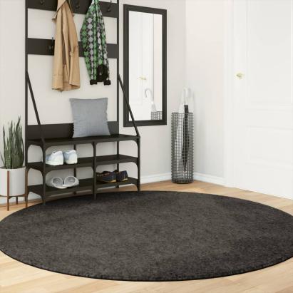 Covor ISTAN, cu fire înalte, aspect lucios, antracit, Ø 200 cm GartenMobel Dekor
