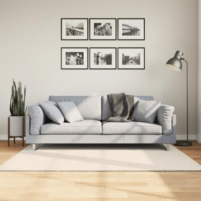 Covor ISTAN, cu fire înalte, aspect lucios, crem, 140x200 cm GartenMobel Dekor