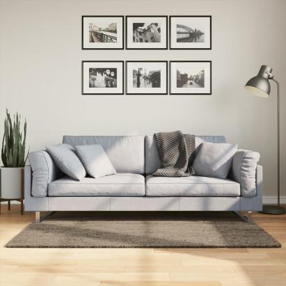 Covor ISTAN, cu fire înalte, aspect lucios, gri, 80x150 cm GartenMobel Dekor
