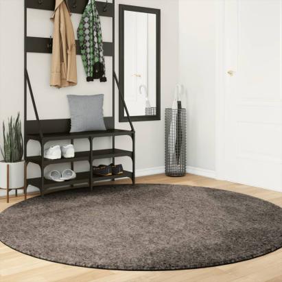 Covor ISTAN, cu fire înalte, aspect lucios, gri, Ø 200 cm GartenMobel Dekor