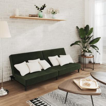 Canapea extensibilă cu 2 locuri, verde închis, catifea GartenMobel Dekor