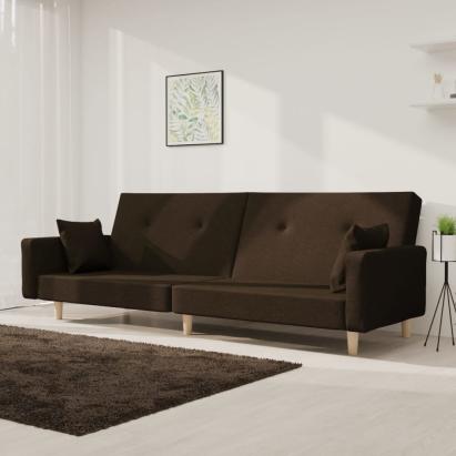 Canapea extensibilă cu 2 locuri, 2 perne, maro închis, textil GartenMobel Dekor