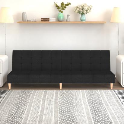 Canapea extensibilă cu 2 locuri, negru, material textil GartenMobel Dekor