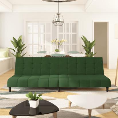 Canapea extensibilă cu 2 locuri, verde închis, catifea GartenMobel Dekor