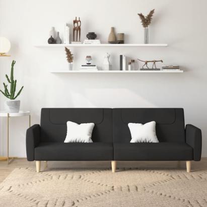 Canapea extensibilă cu 2 locuri, negru, material textil GartenMobel Dekor