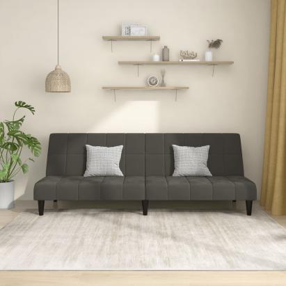 Canapea extensibilă cu 2 locuri, gri închis, catifea GartenMobel Dekor
