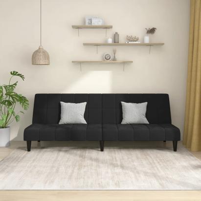 Canapea extensibilă cu 2 locuri, negru, catifea GartenMobel Dekor