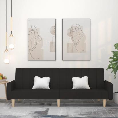 Canapea extensibilă cu 2 locuri, negru, material textil GartenMobel Dekor