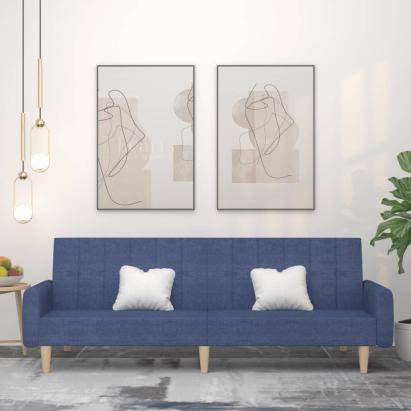 Canapea extensibilă cu 2 locuri, albastru, material textil GartenMobel Dekor
