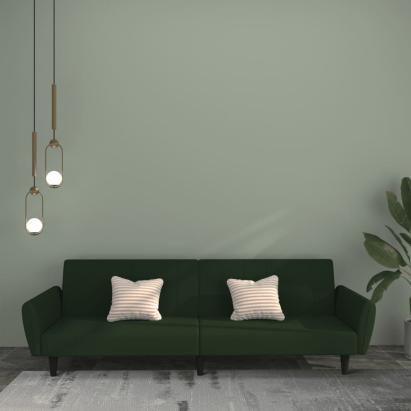 Canapea extensibilă cu 2 locuri, verde închis, catifea GartenMobel Dekor