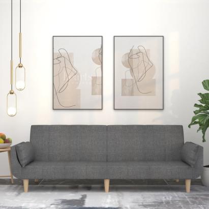 Canapea extensibilă cu 2 locuri, 2 perne, gri deschis, textil GartenMobel Dekor