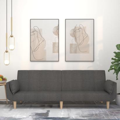 Canapea extensibilă cu 2 locuri, 2 perne, gri închis, textil GartenMobel Dekor