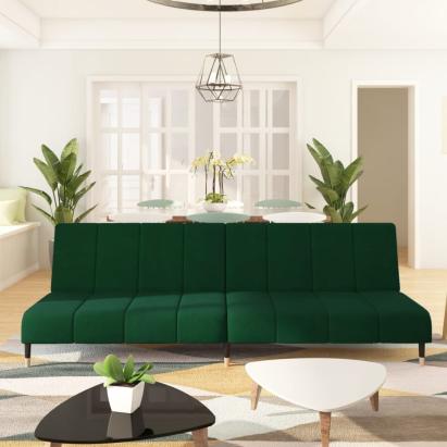 Canapea extensibilă cu 2 locuri, verde închis, catifea GartenMobel Dekor