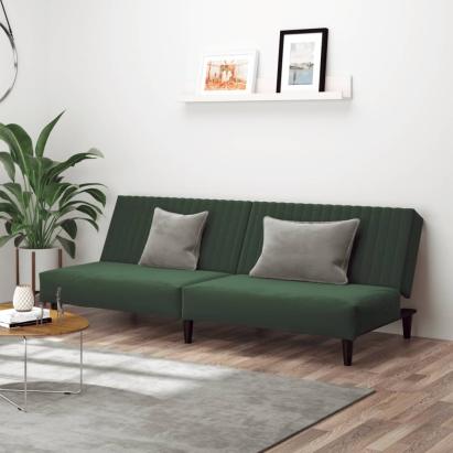 Canapea extensibilă cu 2 locuri, verde închis, catifea GartenMobel Dekor