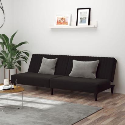 Canapea extensibilă cu 2 locuri, negru, catifea GartenMobel Dekor