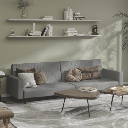 Canapea extensibilă cu 2 locuri, gri deschis, catifea GartenMobel Dekor