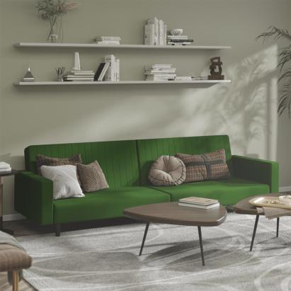 Canapea extensibilă cu 2 locuri, verde închis, catifea GartenMobel Dekor