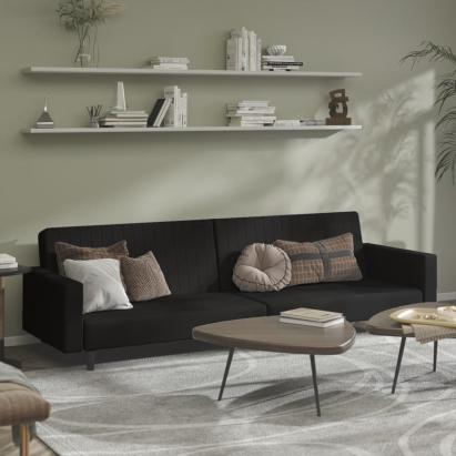 Canapea extensibilă cu 2 locuri, negru, catifea GartenMobel Dekor
