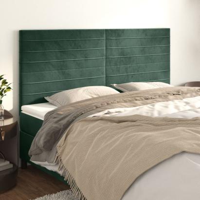 Tăblii de pat, 4 buc, verde închis, 100x5x78/88 cm, catifea GartenMobel Dekor