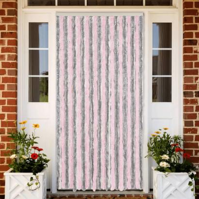 Perdea pentru insecte, gri argintiu și roz, 90x220 cm, chenille GartenMobel Dekor