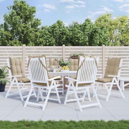 Perne de scaun cu spătar înalt, 6 buc, bej, țesătură Oxford GartenMobel Dekor
