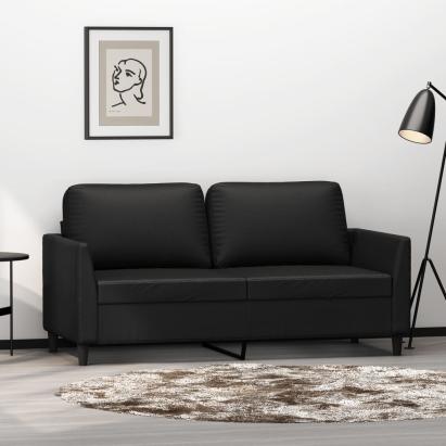 Canapea cu 2 locuri, negru, 140 cm, piele ecologică GartenMobel Dekor