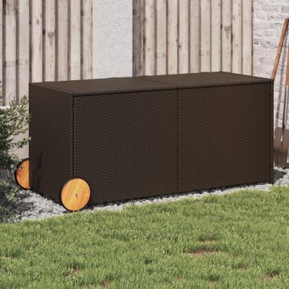 Ladă depozitare de grădină cu roți, maro, 283 L, poliratan GartenMobel Dekor