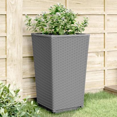 Jardiniere de grădină, 2 buc., gri deschis, 32,5x32,5x57 cm, PP GartenMobel Dekor