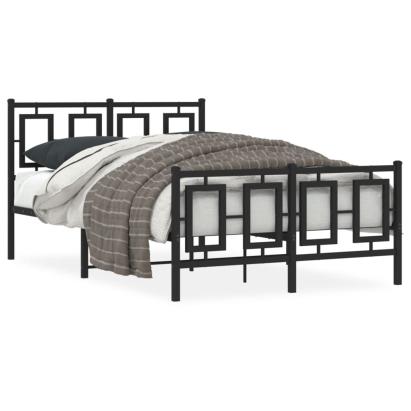Cadru pat metalic cu tăblie de cap/picioare, negru, 120x190 cm GartenMobel Dekor