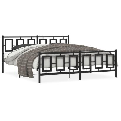 Cadru pat metalic cu tăblii de cap/picioare, negru, 183x213 cm GartenMobel Dekor