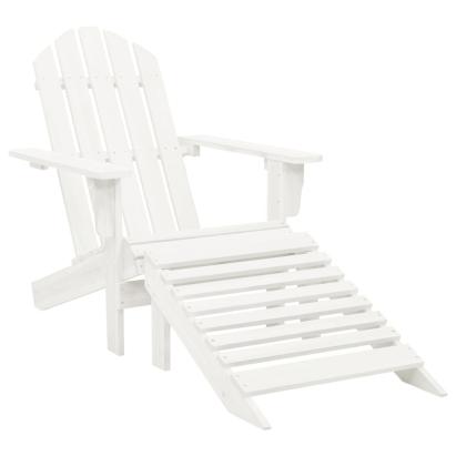 Scaun de grădină cu taburet, alb, lemn GartenMobel Dekor