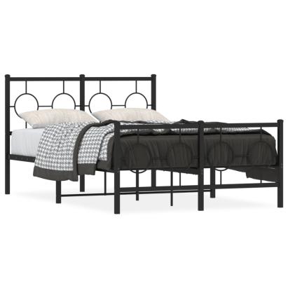 Cadru pat metalic cu tăblie de cap/picioare, negru, 120x190 cm GartenMobel Dekor