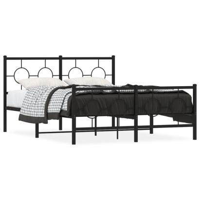 Cadru pat metalic cu tăblie de cap/picioare, negru, 135x190 cm GartenMobel Dekor