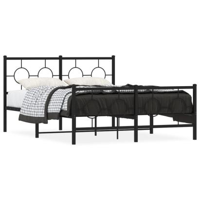 Cadru pat metalic cu tăblie de cap/picioare, negru, 140x190 cm GartenMobel Dekor