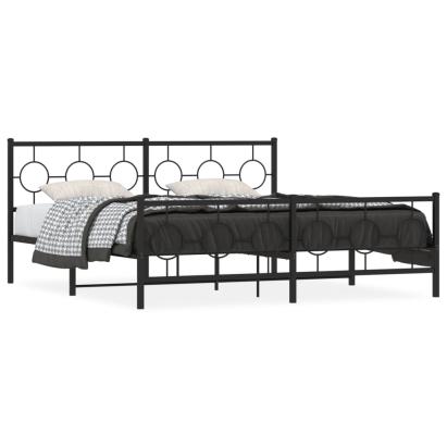 Cadru pat metalic cu tăblii de cap/picioare, negru, 183x213 cm GartenMobel Dekor