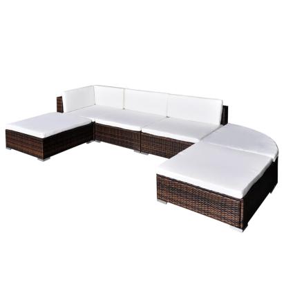 Set mobilier de grădină cu perne, 6 piese, maro, poliratan GartenMobel Dekor