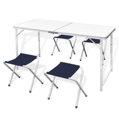 Set camping masă reglabilă și 4 scaune 120 x 60 cm GartenMobel Dekor