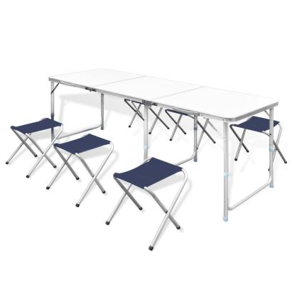 Set masă de camping pliabilă cu 6 scaune, reglabil, 180x60 cm GartenMobel Dekor