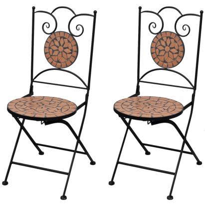 Scaune bistro pliante, 2 buc., cărămiziu, ceramică  GartenMobel Dekor