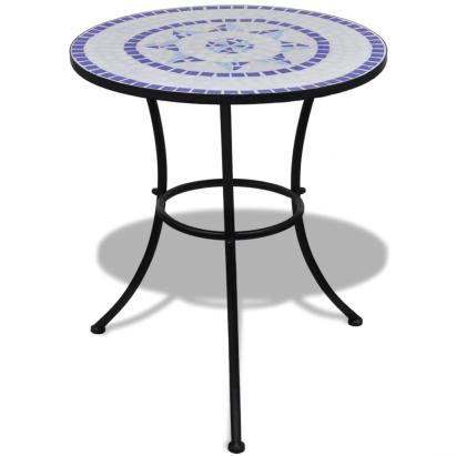 Masă de bistro, albastru și alb, 60 cm, mozaic GartenMobel Dekor
