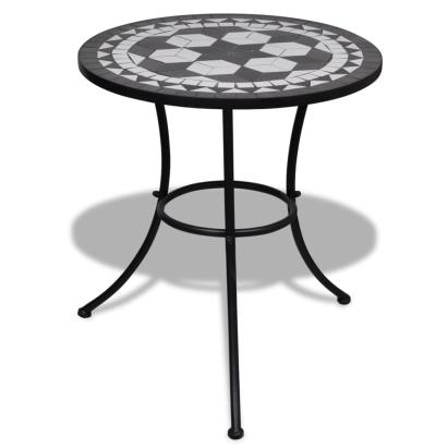 Masă de bistro, alb și negru, 60 cm, mozaic GartenMobel Dekor