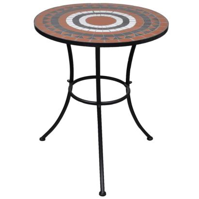Masă de bistro, cărămiziu și alb, 60 cm, mozaic GartenMobel Dekor
