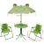 Set bistro pentru copii de grădină, cu umbrelă, 3 piese, verde GartenMobel Dekor