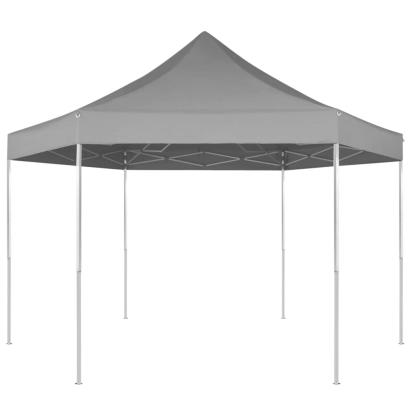 Marchiză pliabilă hexagonală, gri, 3,6 x 3,1 m GartenMobel Dekor
