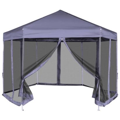 Marchiză hexagonală pliabilă 6 pereți albastru închis 3,6x3,1 m GartenMobel Dekor