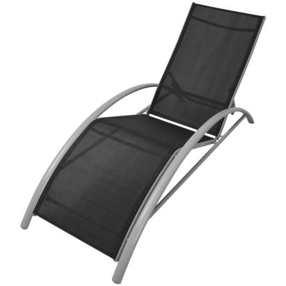 Șezlong de plajă, negru, aluminiu  GartenMobel Dekor