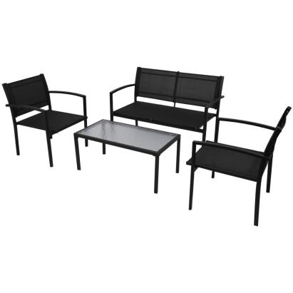 Set mobilier de grădină, 4 piese, negru, textilenă GartenMobel Dekor