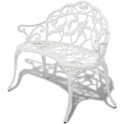 Bancă de grădină, alb, 100 cm, aluminiu turnat GartenMobel Dekor