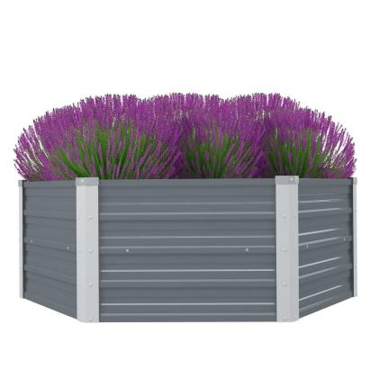 Pat înalt cu straturi, 129x129x46 cm, oțel galvanizat, gri GartenMobel Dekor