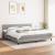 Pat box spring cu saltea, gri deschis, 200x200 cm, textil GartenMobel Dekor